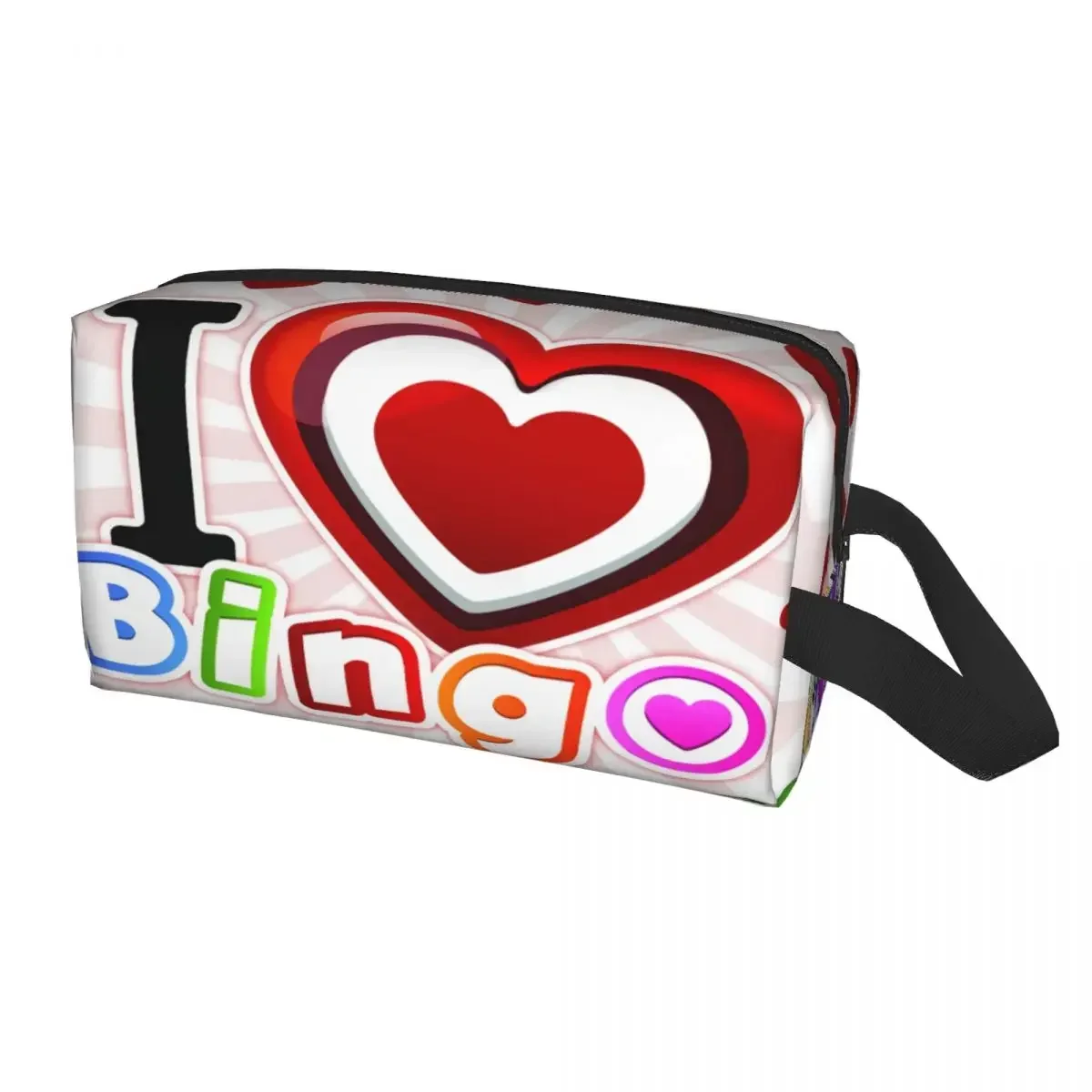 Bolsa de cosméticos de viaje personalizada I Love Bingo, organizador de artículos de tocador de maquillaje para mujer, Kit de almacenamiento de belleza para damas, Dopp