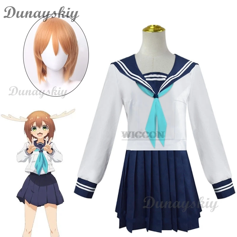 Anime cosplay Shikanoko Noko Cosplay Anime Costume Wig Koshi Torako JK School Uniform Girls Sailor Suit Top Skirt Summer Daily