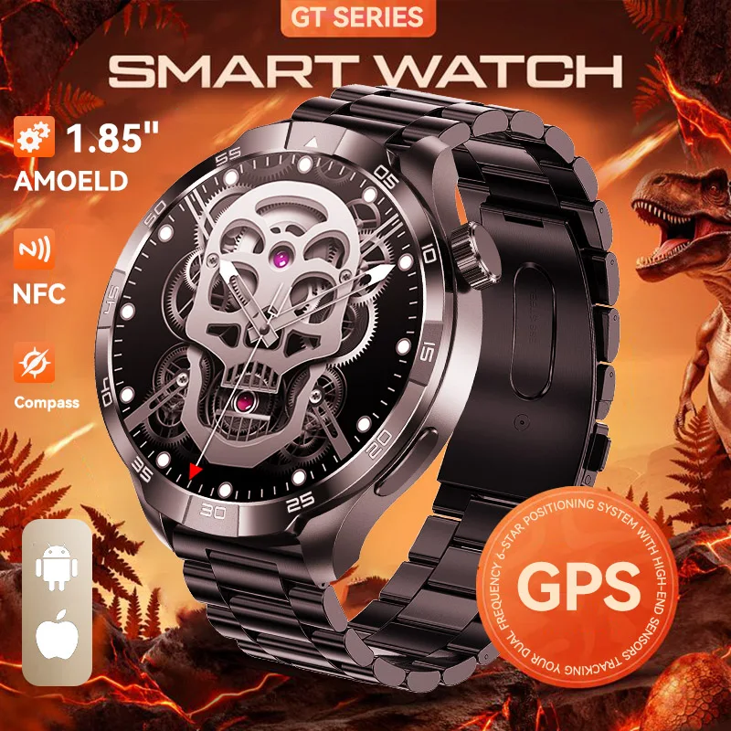 

2025 New GT Series High-end SmartWatch 1.85inch Ultra HD AMOLED Sapphire GPS Bluetooth Call NFC Compass IP68 Sport Fitness Watch