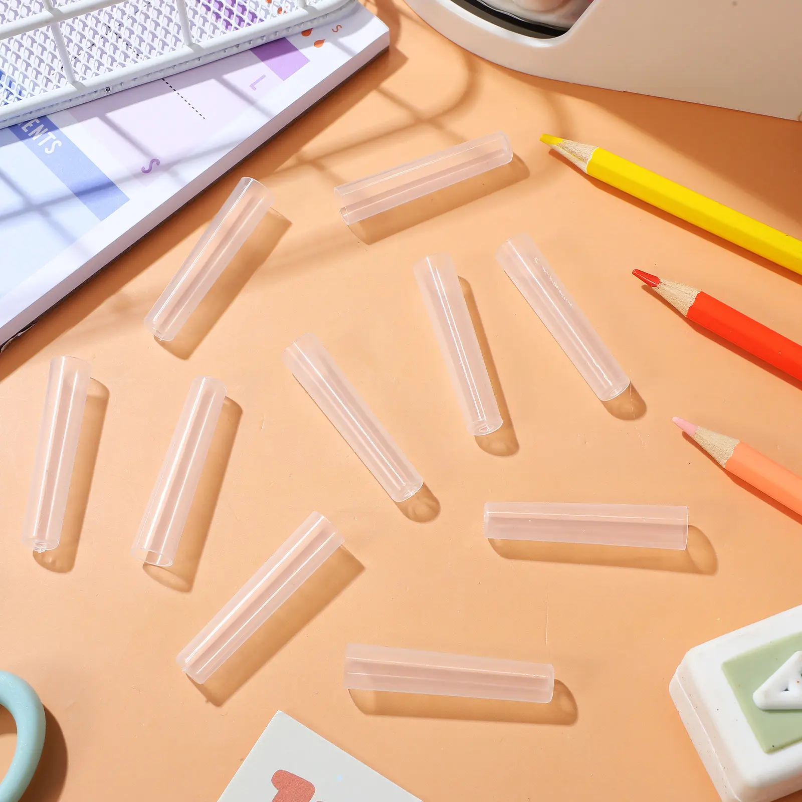 

10 шт. пластиковых колпачков-удлинителей для карандашей, защитные насадки для деревянных цветных карандашей, для использования в классе и школе