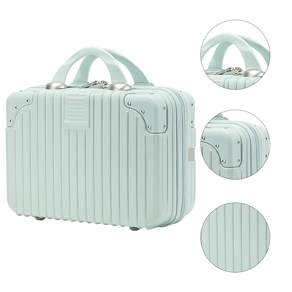 

Large Capacity Case ABS PC Material Durable Travel Makeup Bag Vintage Organizer Train Sky Blue Storage Box