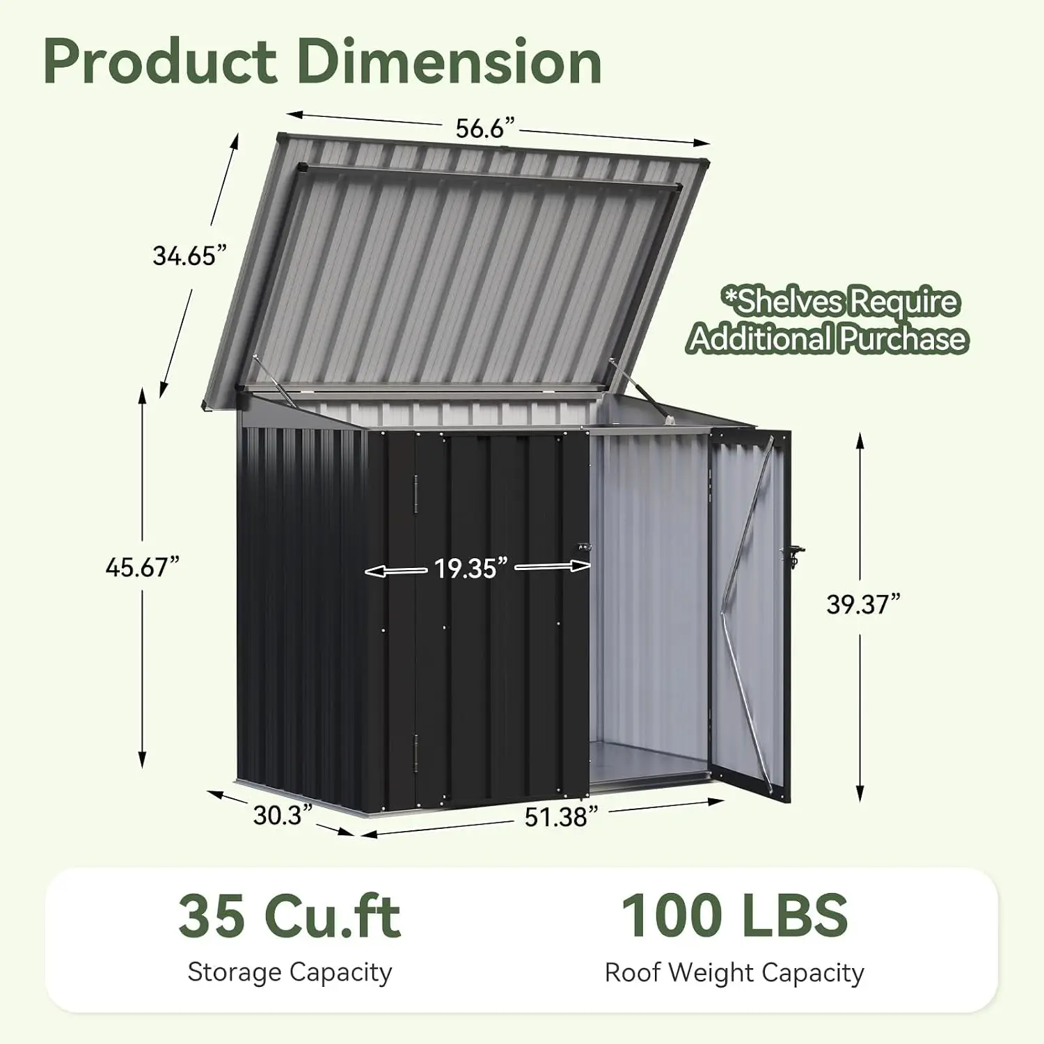 Outdoor Storage Cabinet Metal Shed With Floor, Weatherproof Tool Box Organizer With Hydraulic Lift Lid And Lockable Doors For Patio Garden Garage, Utility Shelter, Black