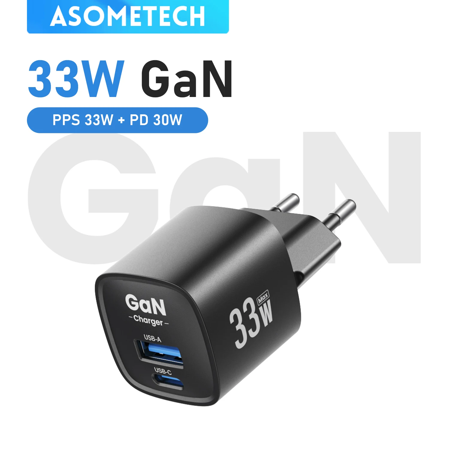33W GaN USB Type C Charger Portable Dual Ports PD PPS Fast Charging for IPhone 17 16 15 14 Pro Max IPad Samsung S23 Ultra Xiaomi