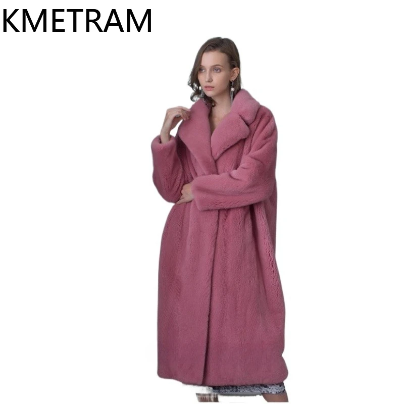 

KMETRAM Natural Purple Label Grade Velvet Mink Fur Jacket Woman High Quality Long Real Fur Coat Winter Clothing 2025 Fourrures