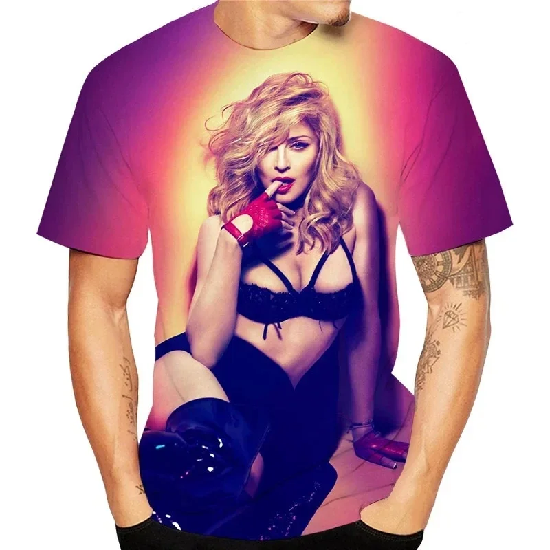 

Summer New Madonna Print T-Shirt 3D Sexy Girl Pattern Men/Women Short Sleeve Tee Shirt Fashion Personality Streetwear Loose Tops