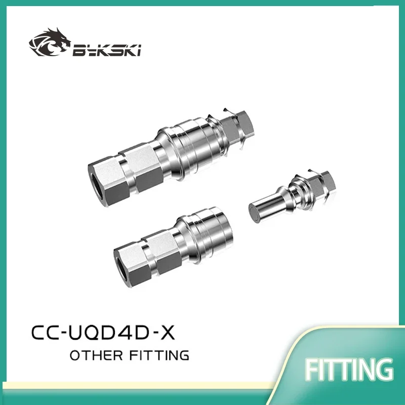 Bykski CC-UQD4D-X Double Sided Water Stop Valve Boutique Quick Cut Off Hard Tube Water Cooling Fitting Stainless Steel