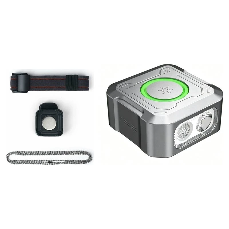 PORK-Pocket Flashlight 300Lm For Bike Riding Light RGB Signal Ring Quick-Release Magnetic Wrist Keychain Torch