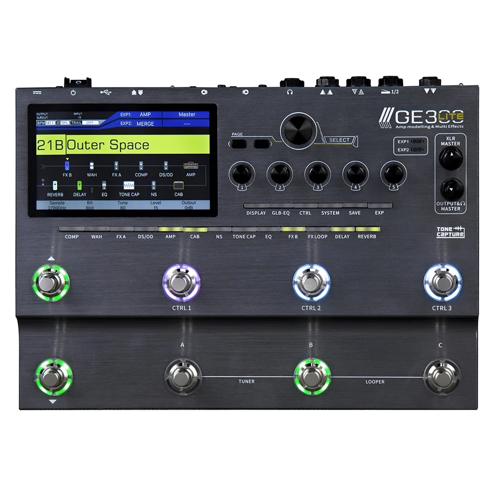 

MOOER GE300 Lite Guitar Effects Pedal Amp Modelling Multi Effects Processor FX LOOP Cab Sim IR Loader Tone Capture Full Compleme