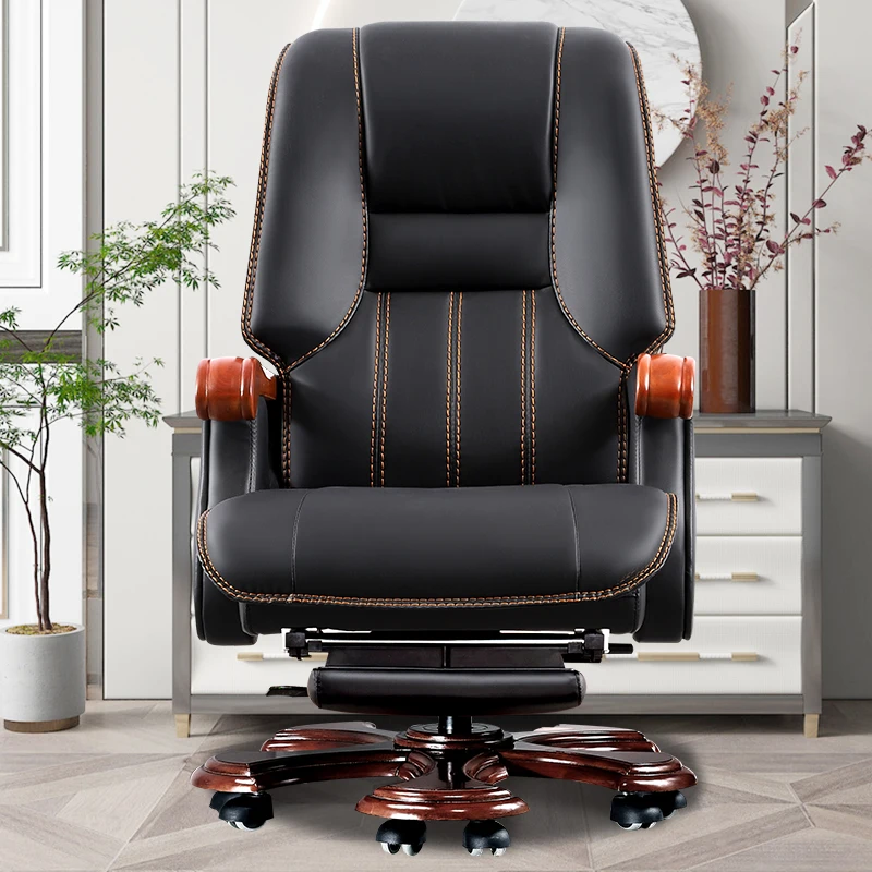 Business Leather Office Chair Ergonomic Wood Design Footrest Office Chair Massage Computer Cadeira De Escritorios Furniture