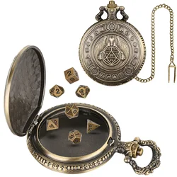 Custodia per orologio da tasca Vintage in metallo Steampunk con Mini dadi Set gioco di intrattenimento unico dadi regalo Fob Chain Pocket Clock Case