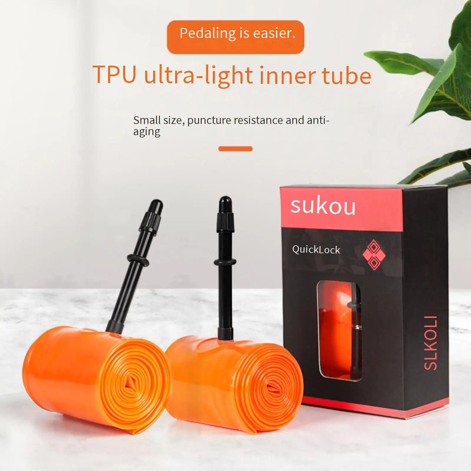 SUKOU 1Pcs Ultralight 65g For Bicycle Inner Tube 26/27.5/29inchX1.75-2.35 Road Bike TPU Material Tire 48mm Length Presta Valve