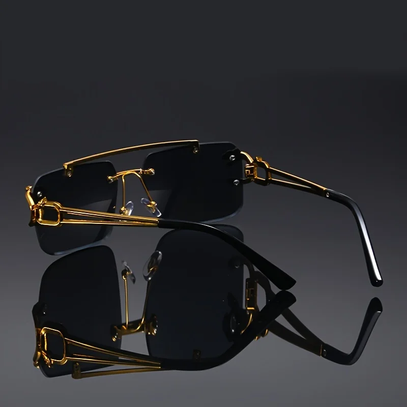 Vintage Luxury Golden Glasses Women's Punk Frameless High-End Men And Women Outdoor Eyewear Travel Anti Sun Glasses view 4