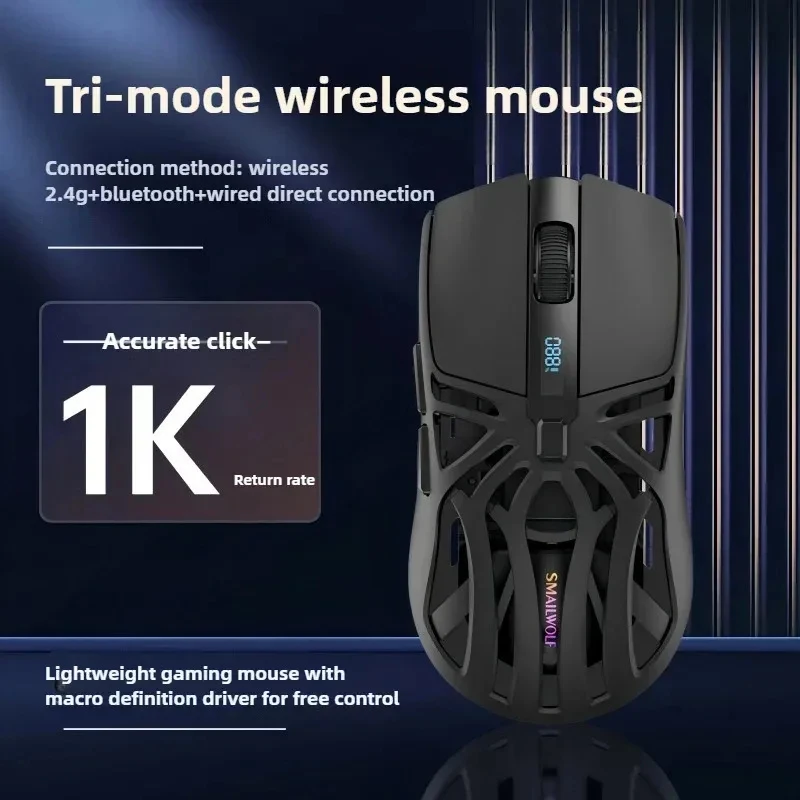New RGB Esports Bluetooth Wireless 2.4G Gaming Mouse Triple-mode Lightweight E-sports Gaming 1K Return Rate 10000DPI Computer