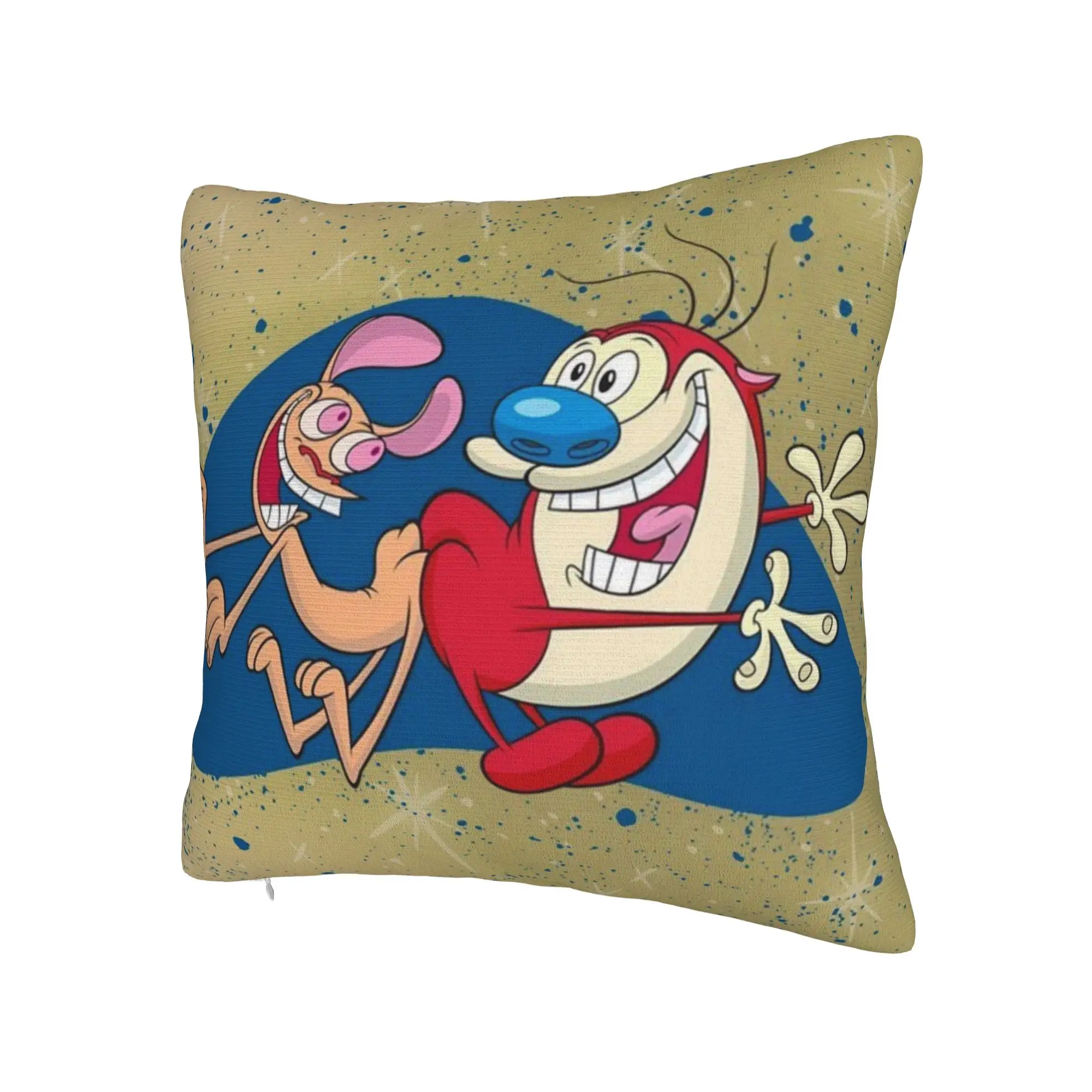 Decorative Pillowcase The Ren & Stimpy Show Cartoon Accessories Home  Pillow Case Cover Zippered Multi-Size