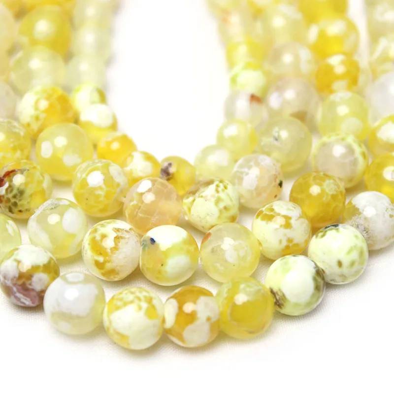 Natural Yellow Fire Agates Onyx Stone Round Loose Spacer Beads For Jewelry Making Diy Necklace Bracelet 15\