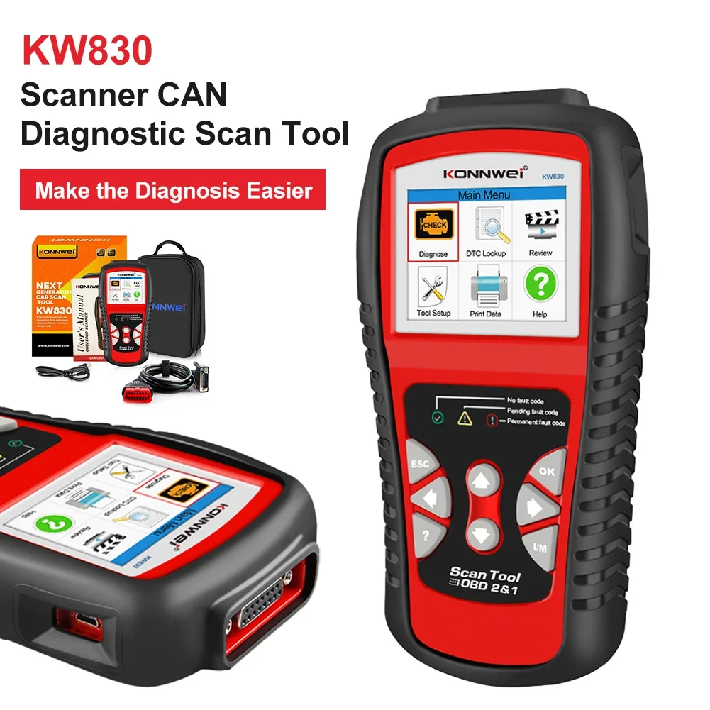 

KONNWEI KW830 OBD2 Scanner CAN Diagnostic Scan Tool Color Display Engine Fault Code Reader For OBDII Protocol Car Since 1996