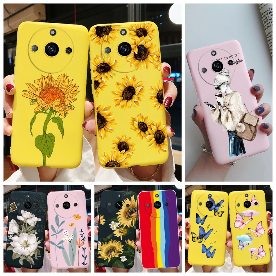 For Realme 11 Pro Plus Case Flower Girl Heart Cute Phone Case Back Cover For Realme 11 11Pro+ 5G Silicone Protection Bumper Capa