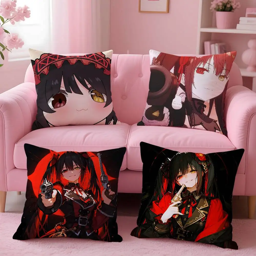 Tokisaki Kurumi Date A Live Pillow Case Anti-dustmite Pillowcase Invisible Zipper Silky Short Plush Sofa Cushion Cover
