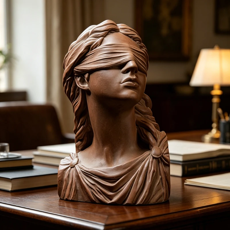 Goddess of Justice Themis Plaster Statue Desk Decoration Classical Artwork Half Body Characters Sculpture Room Aesthetic Decor view 4