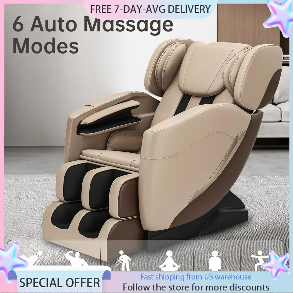 Full body zero gravity massage chair with automatic mode, 8 fixed-point rollers, Bluetooth, foot massage, heating function