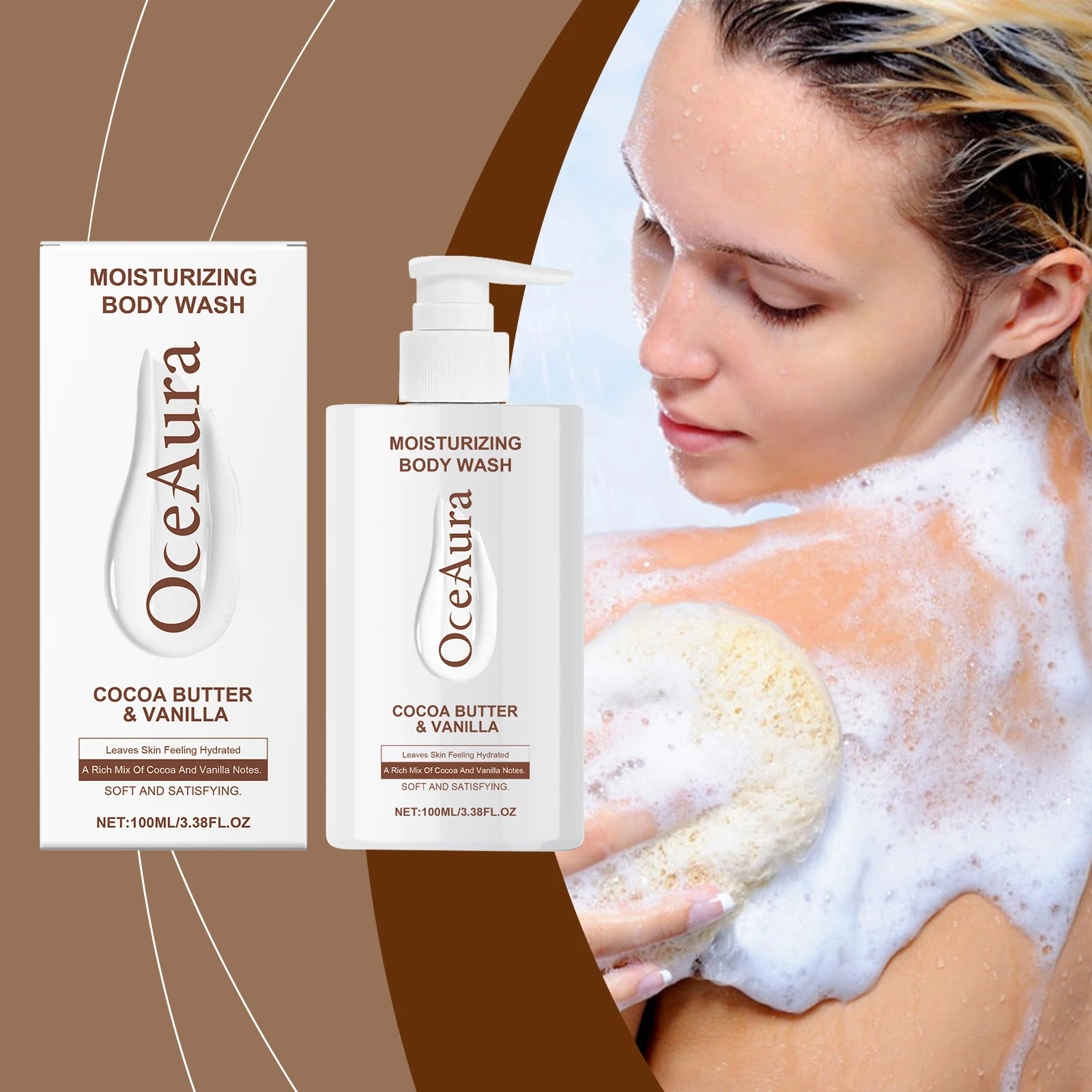 코코아 버터 & 바닐라 모이스춰라이징 바디 워시 - 건성 피부를 위한 울트라 하이드레이팅 샤워 젤, 천연 오일이 함유된 영양 포뮬러