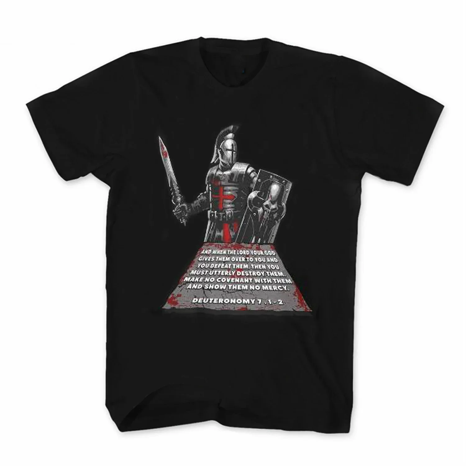 Christian Army Deuteronomy The Crusader Knights Templar T-Shirt 100% Cotton O-Neck Summer Short Sleeve Casual Mens T-shirt