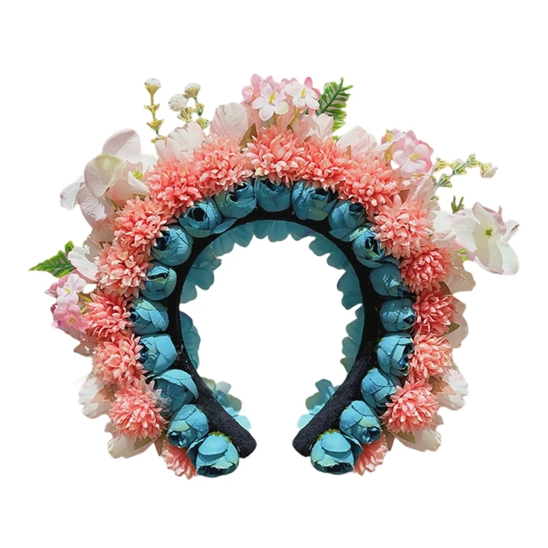 Elegant Floral Hairbands Artistic Silk Flower Headpiece Hair Garlands for Women