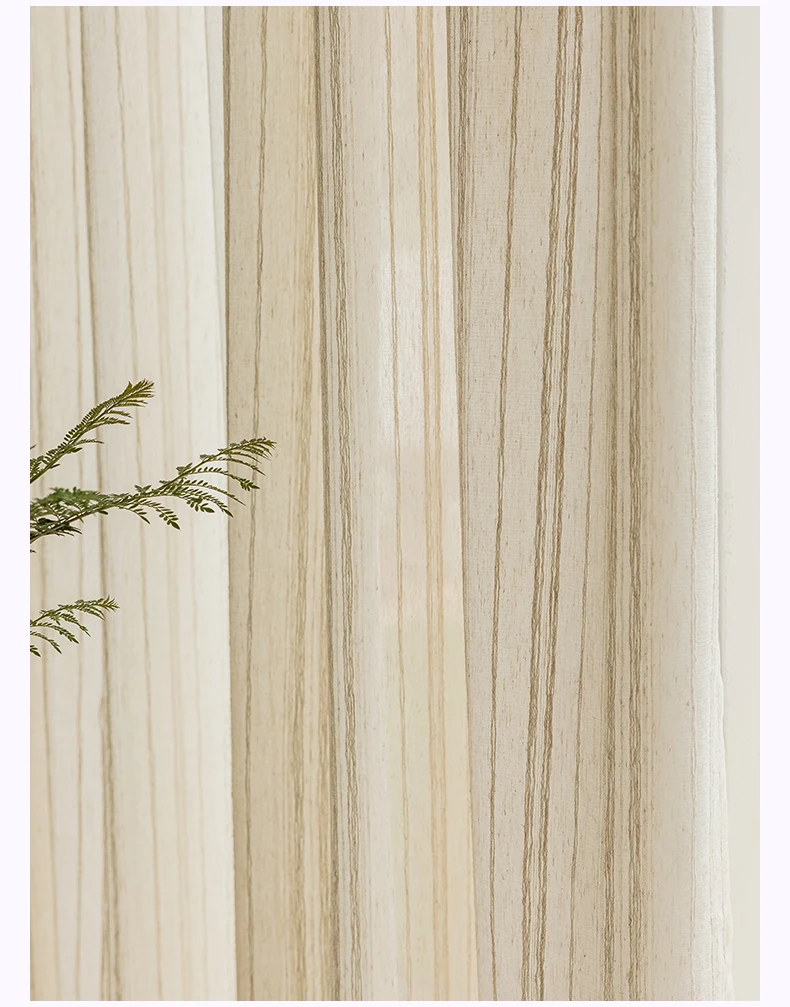 Nordic Style Light Flittering Sheer Curtains for Living Room Bedroom, Flax Tulle Custom Gauze Semi-shading Ramie Yarn Tulles