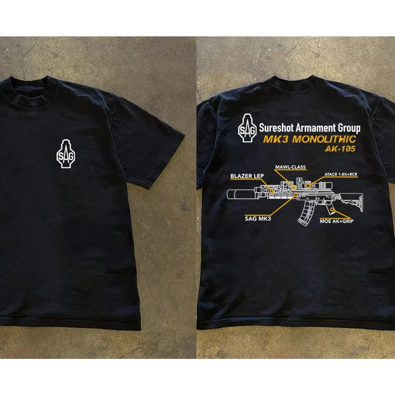 2026Men Tactical AK Diagram T Shirt SAG MK3 Weapon Structure Graphic Tees Military Combat Short Sleeve Cotton T-shirt Streetwear