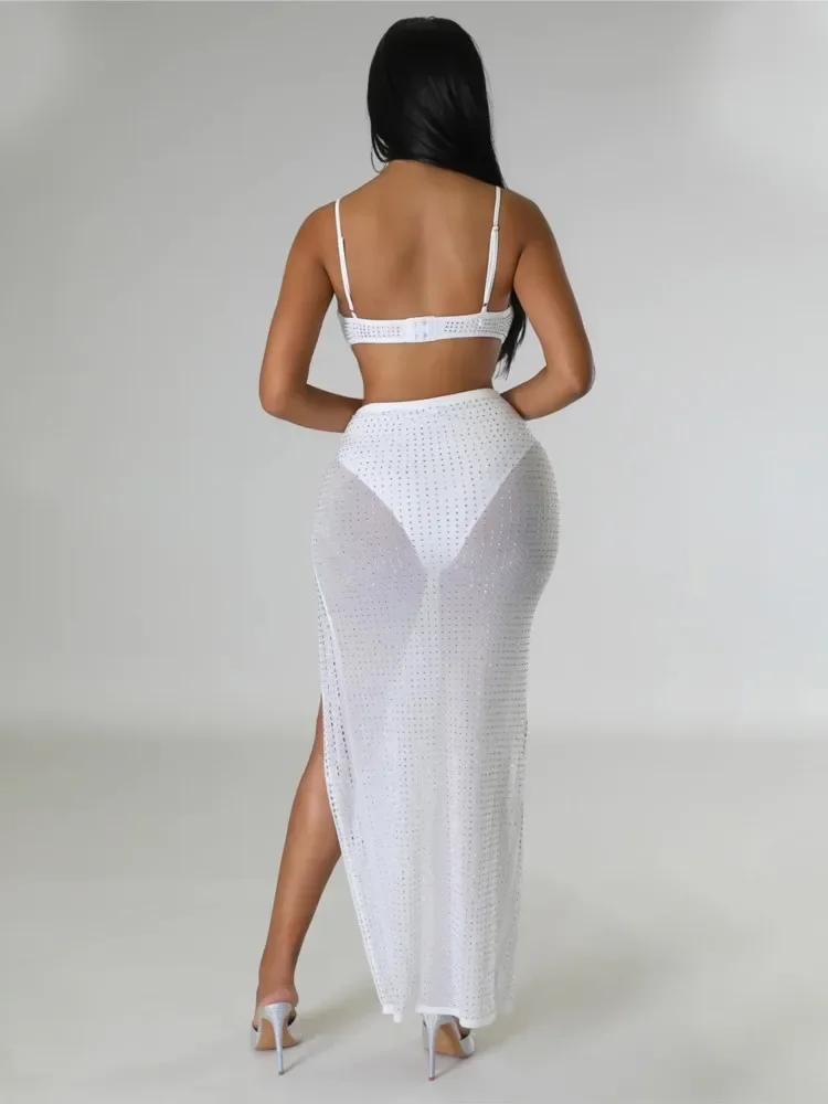 High Waist 2 Piece Bikini Set With Cover Up 2022 Swimsuit Women Print Sleeveless Bathing Suit Beachwear Swimming Biquini New