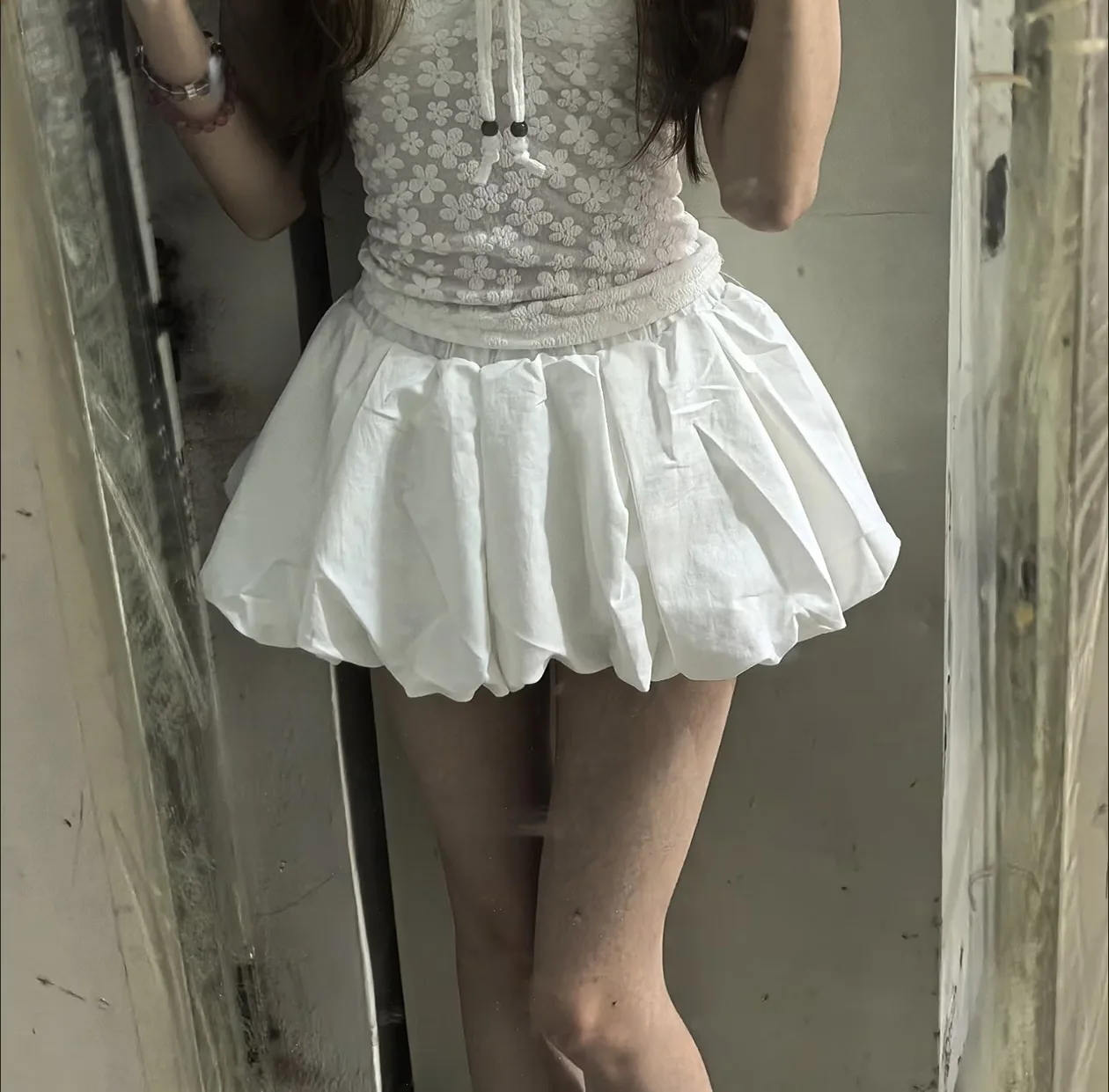 Novelty Design Elastic Waist Lace A-Line Mini Pleated Skirt Women Clothes Summer Harajuku Streetwear Y2K Cute Girls 2000s Bottom