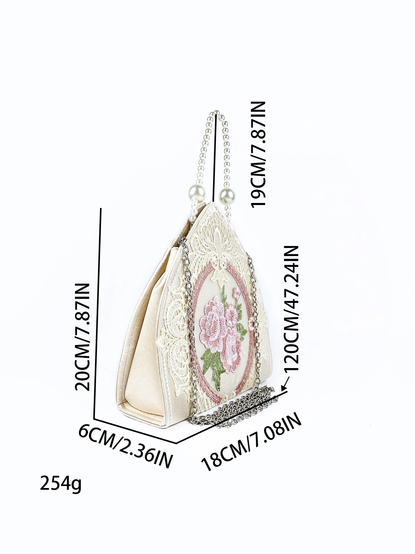 Retro court style women\'s bag, lace embroidery, pearl bag, handbag, fairy gentle and versatile triangle bag