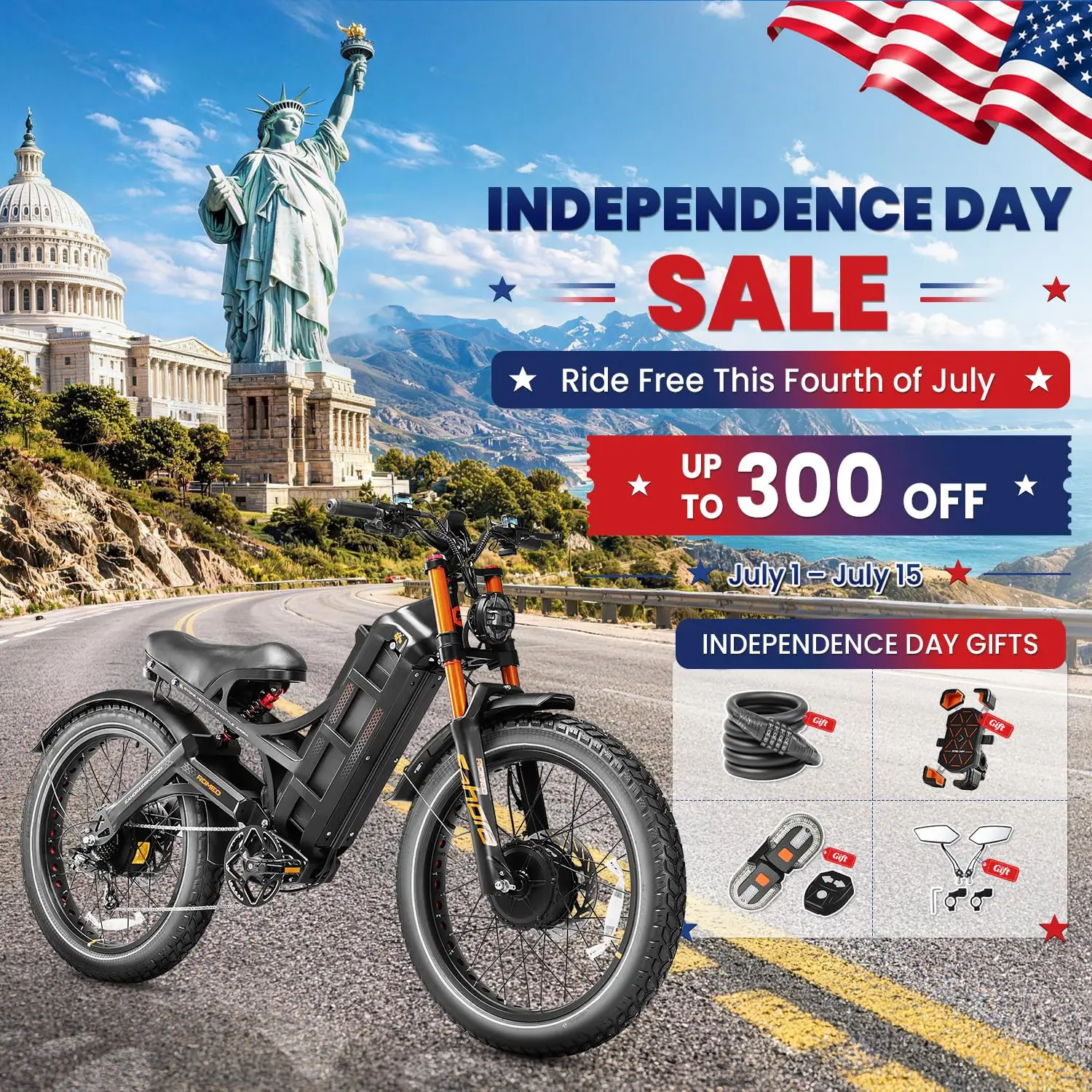 4000W Electric Bike Adults 52V 70Ah 200Miles 46Mph Dual Motor 26x4 Fat Tire Full Suspension Off-Road E-Bike Men, Customized