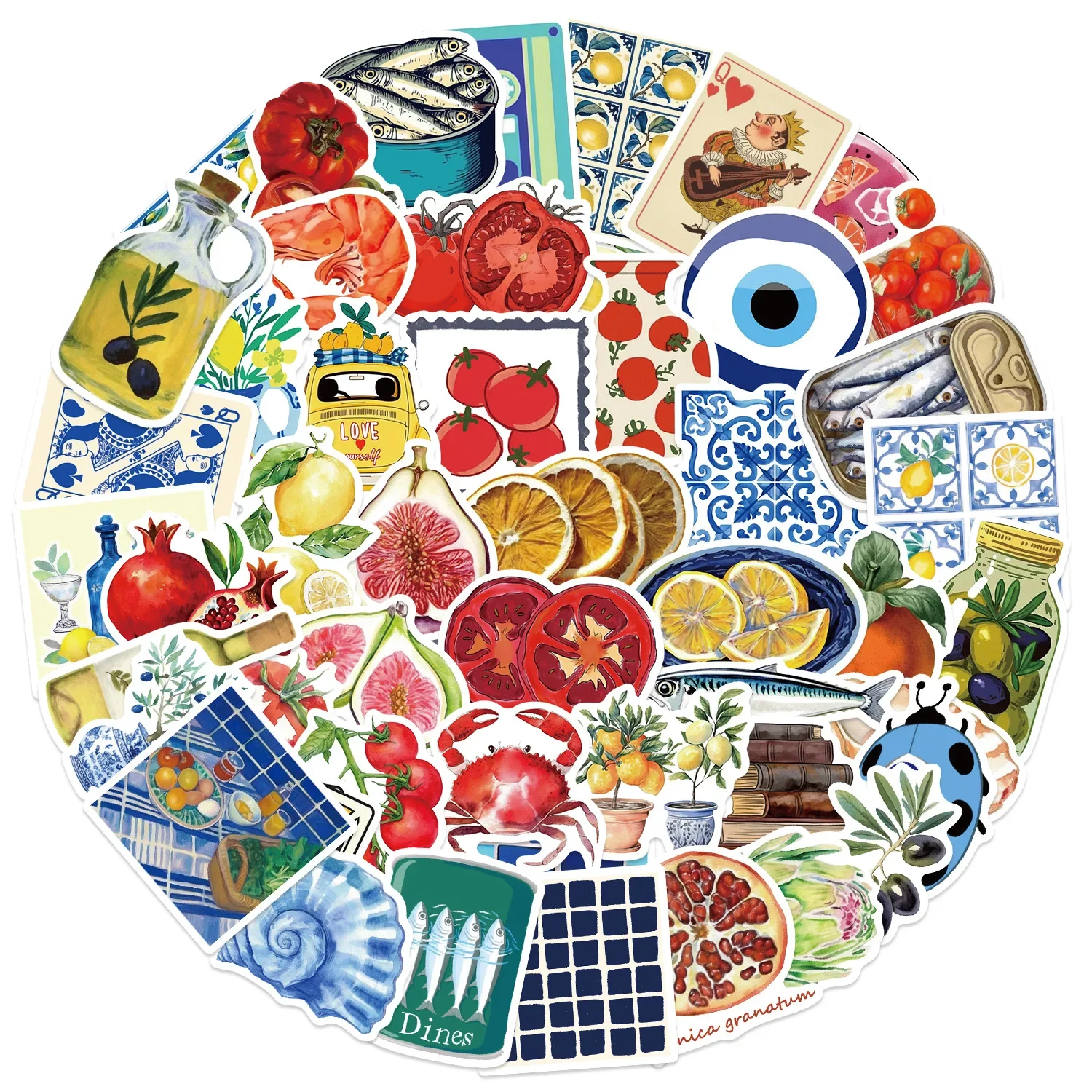 50 STKS Leuke Mediterrane Tomaat Graffiti Sticker DIY Telefoon Laptop Helm Waterfles Koelkast Waterdichte Sticker Kinderen Speelgoed Geschenken