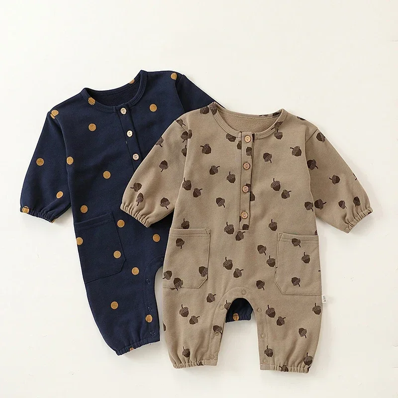 0-24M Newborn Kid Baby Boy Girl Clothes Autumn Winter Cotton Baby Romper Long Sleeve Print Jumpsuit Cute Outfit