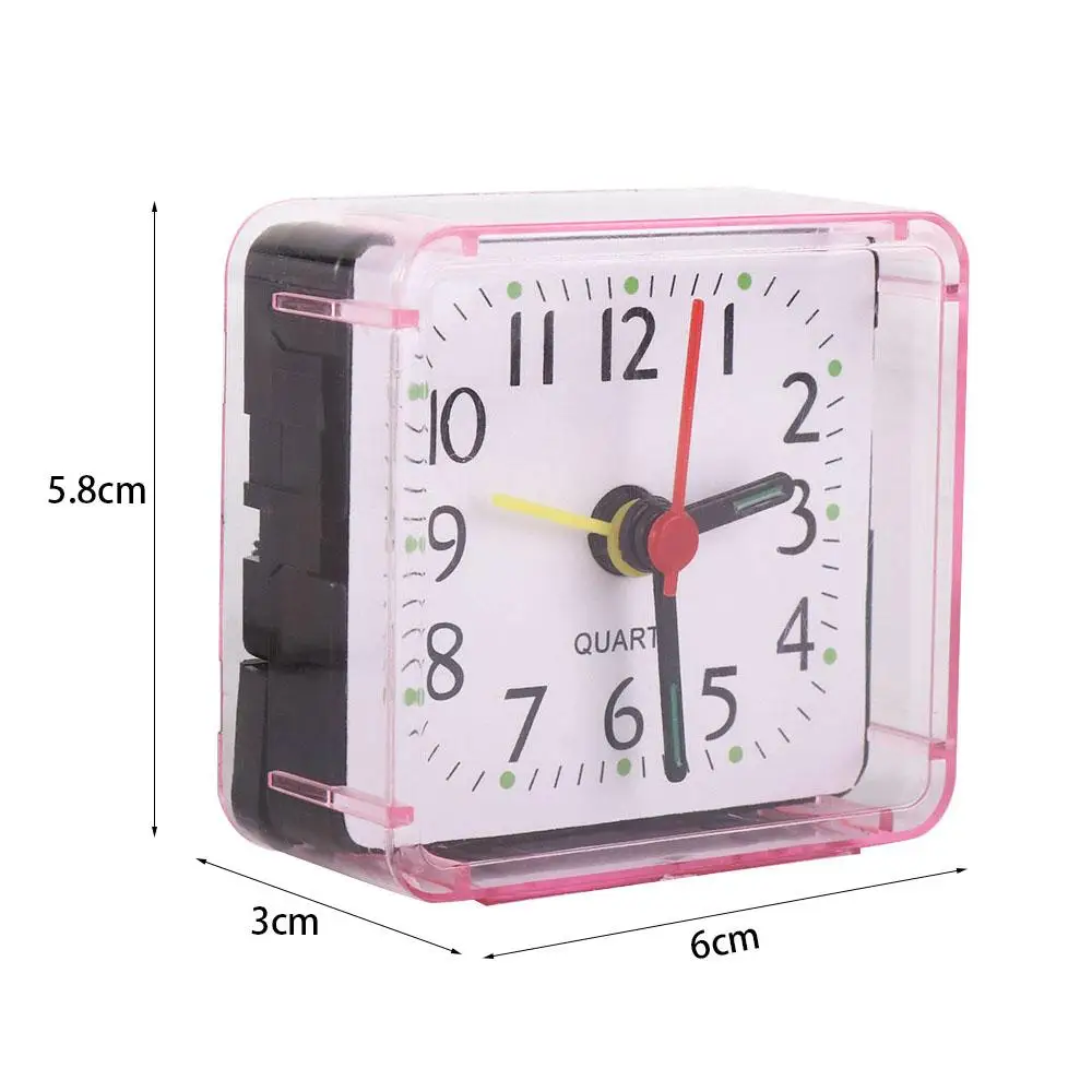 Creative Mute Square Alarm Clock Candy Color Transparent Mini Table Clock Stably Stand Square Living Room