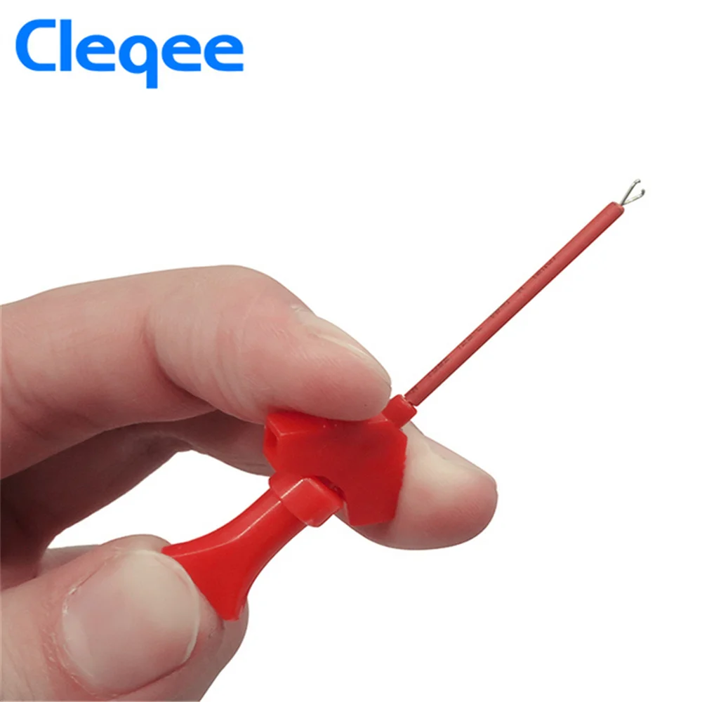 Cleqee P1511B 2PCS SMD IC Test Hook Clip Test Probe Internal Spring Silicone Cable 26AWG with 2mm Socket for Multimeter 20V/5A