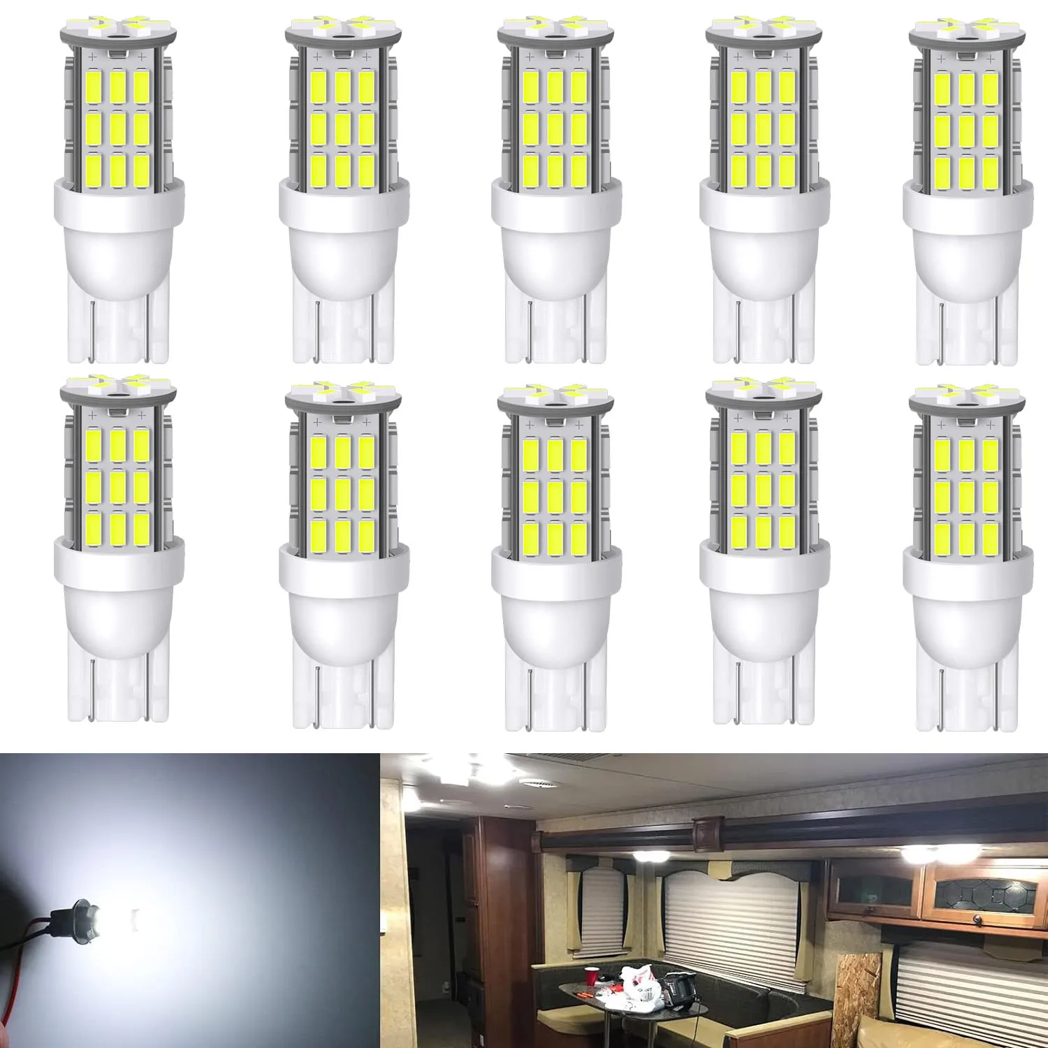 2/4/10pcs Super Bright RV Trailer T10 w5w 921 194 42-SMD DC 12V Car license plate LED Lights Bulbs Light Width Lamp Xenon White