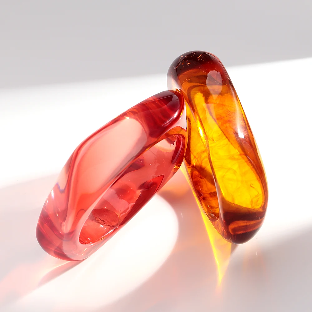 Vintage Acryl große bunte geometrische unregelmäßige Armreifen für Frauen trendige Harz breite Manschette Armreifen Armbänder 2025, Modeschmuck – Detail 9