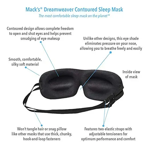 Eye Mask with Mack\'s Ultra Soft Foam Earplugs Mack\'s Dreamweaver Contoured Sleep Mask-Comfortable, Adjustable, Dual Strap