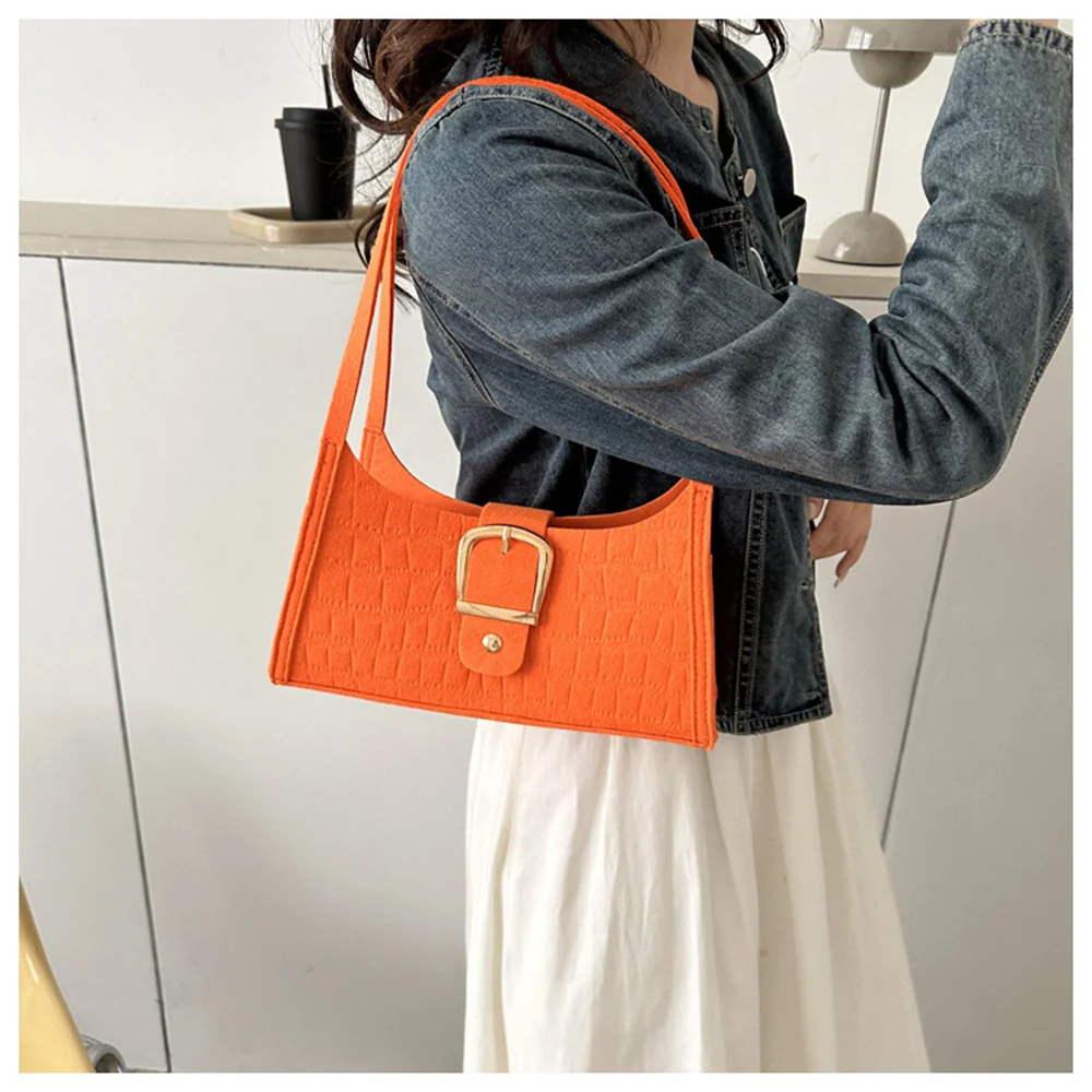 Autumn And Winter New Trendy Handbags Casual Fashion Pu Shoulder Bag Underarm Bag Felt Ladies Retro Phone Clutch Purse For Women