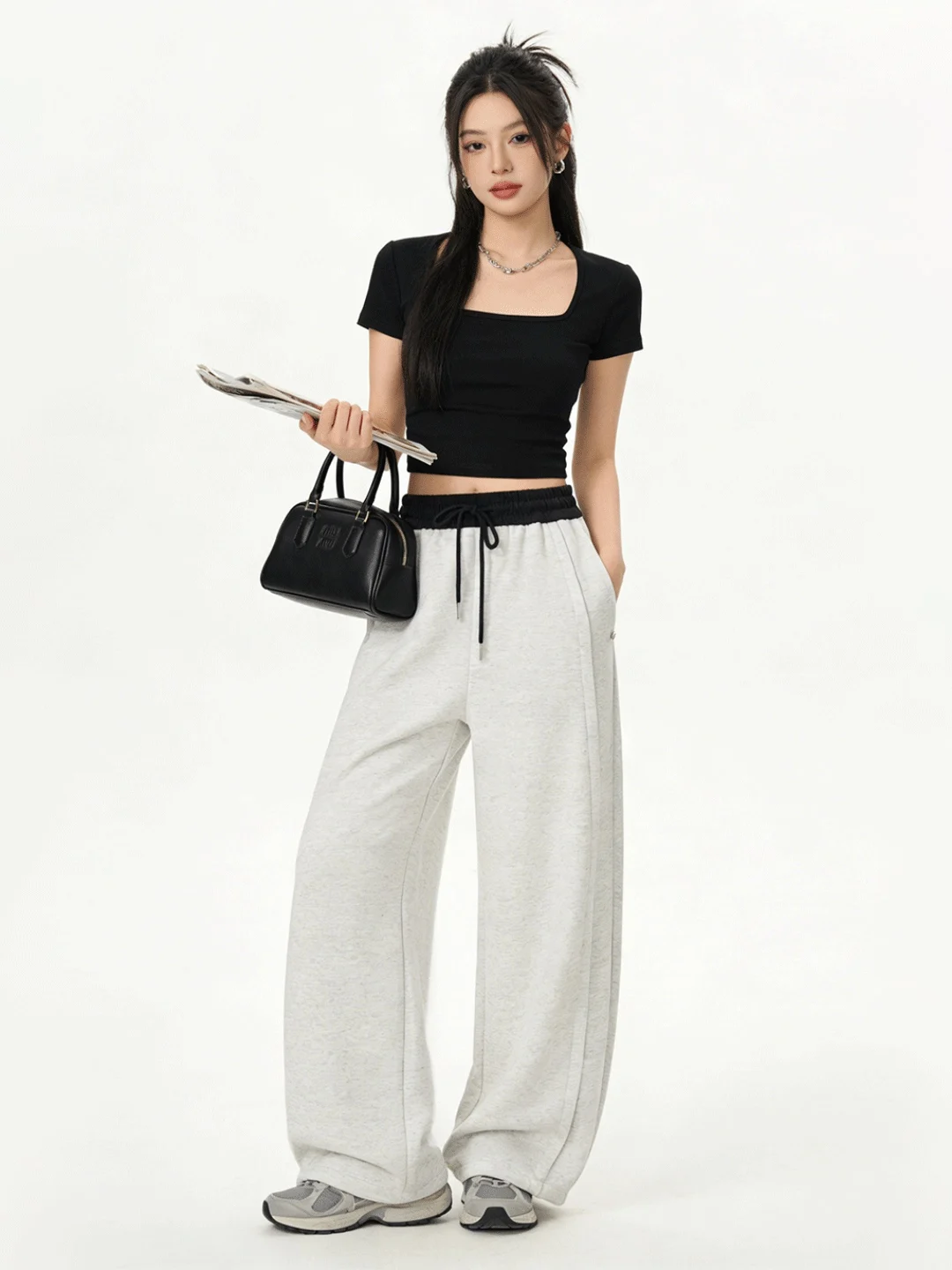 

Casual High Waist Skin-friendly Soft Color Blo Wide Leg Pants Spring New Sle 2026 Comfortable Sweatpants for Women