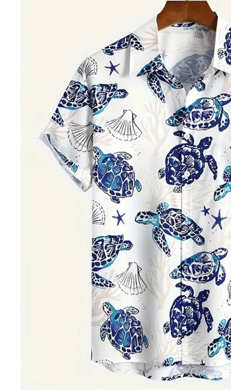 الصيف السلاحف ثلاثية الأبعاد طباعة هاواي شاطئ قمصان الرجال النساء عادية موضة الشارع الشهير قصيرة الأكمام قميص بلوزة Harajuku رجل الملابس #5