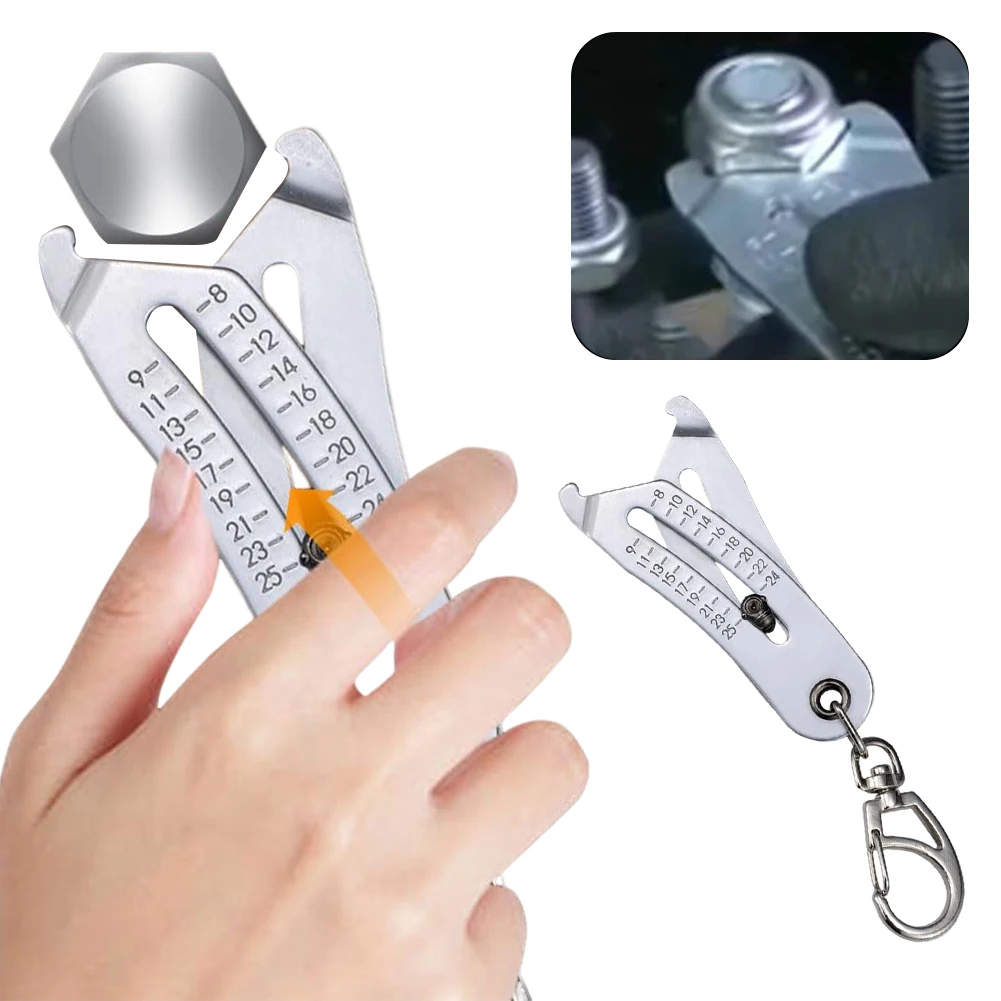 Precise Thread Size Checker Keychain Portable Caliper Gauge Metric/Imperial Hexagonal Nut Screw Thread Size Manual Measure Tools