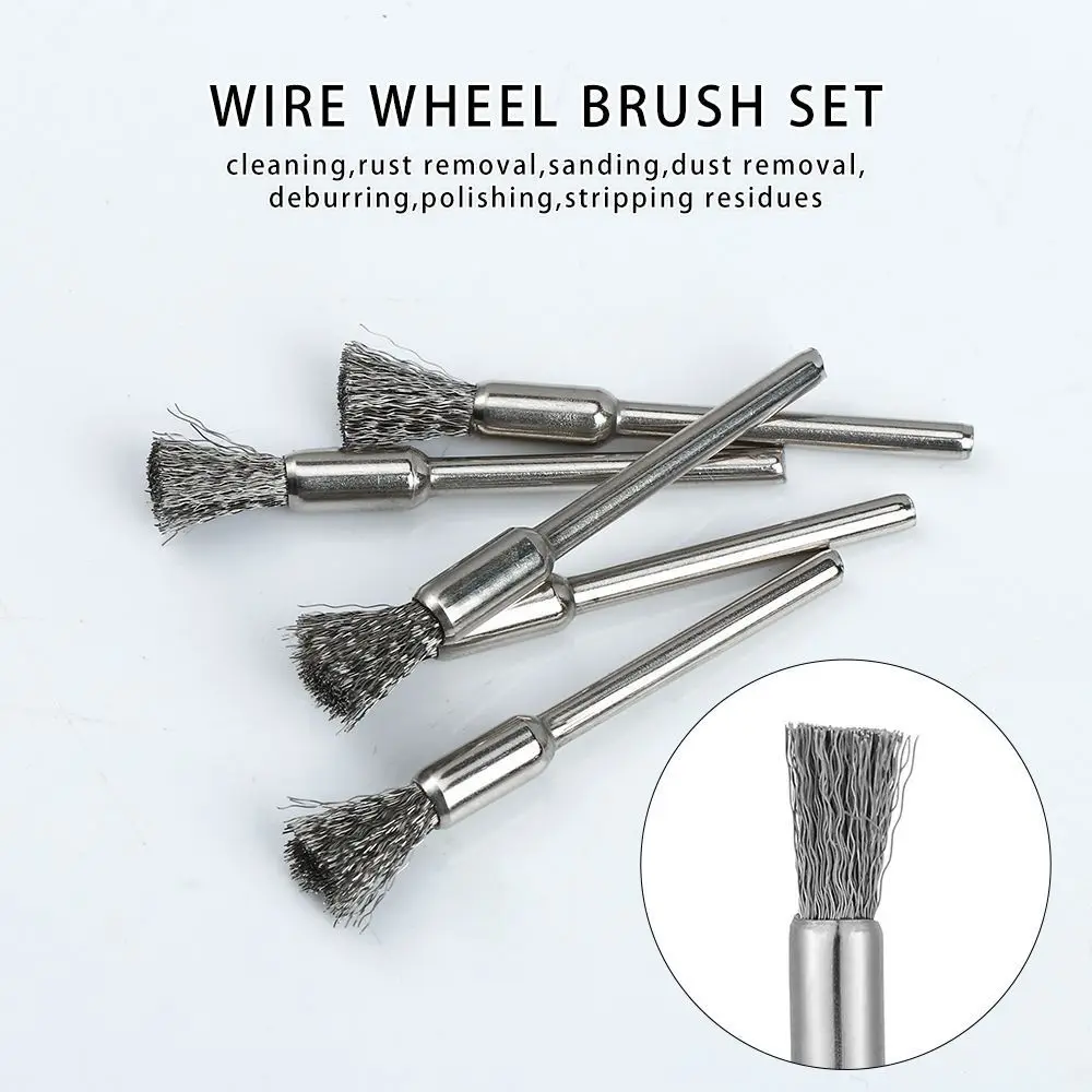 10Pcs Stainless Steel Wire Brushes Mold Cleaning Polishing Work Remove Rust Polishing Brush Rotary 3mm Shank