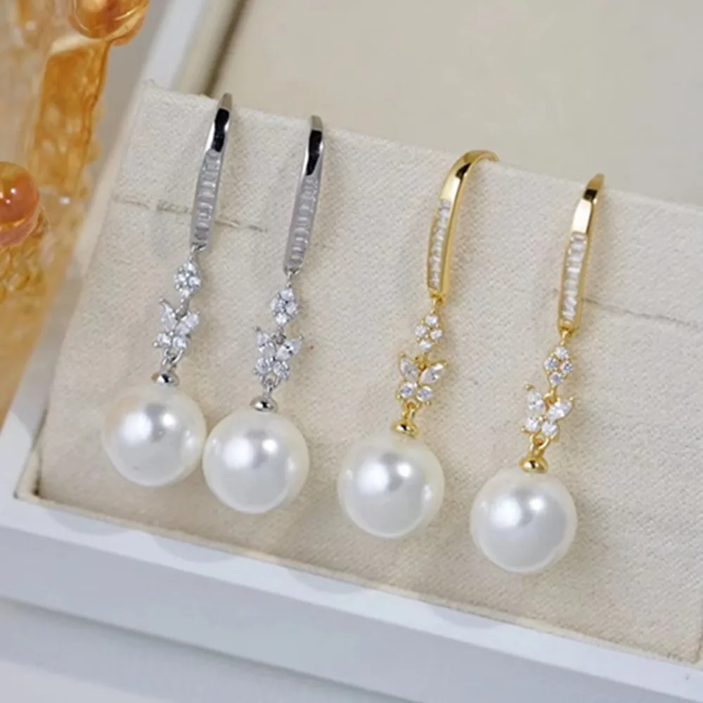 

Butterfly Elegant Precision Earhook Earrings, South Sea Pearl AAA 9-10mm 10-11mm 11-12mm 925s