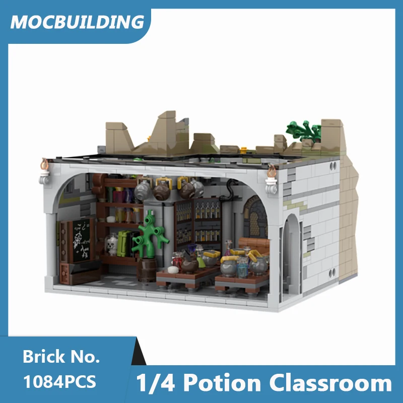 MOC Building Blocks 1/4 Potion Classroom Rockwork Model DIY Assembled Bricks Architecture Series Display Toys Gifts 1084PCS