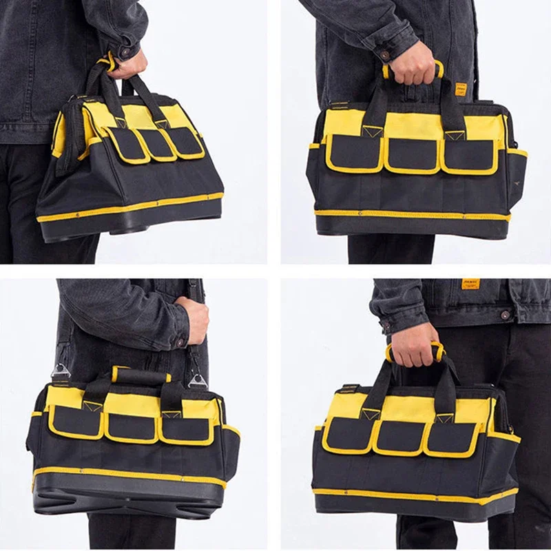 Plastic Bottom Tool Bag Yellow Big Size Large Capacity Waterproof Wear Resistant 23in Electrician Tool Bag Organizers Workbox