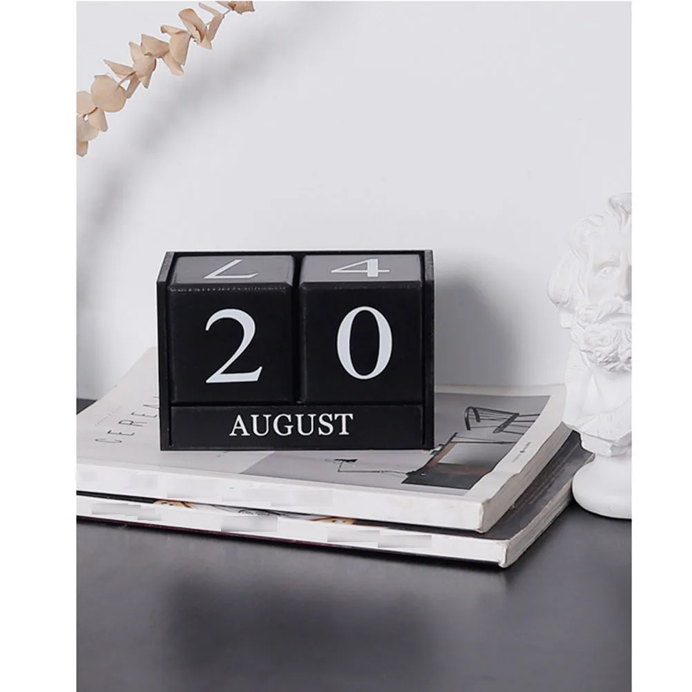 الإبداعية سطح المكتب خشبية دليل التقويم الأسود الخشب الطبيعي مكتب الديكور مكتب زخرفة المنزل الجدول التقويم #4