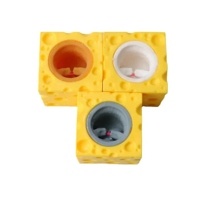 Gift Pop Up Funny Mouse and Cheese Block Squeeze Anti-stress Toy Hide and Seek Figures Stress Relief Fidget Toys for Kids Adult